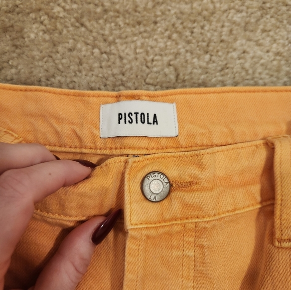 Pistola Orange Cut Off High Rise Jean Shorts 35" Waist Womens Size 32 #R419 - Picture 2 of 5